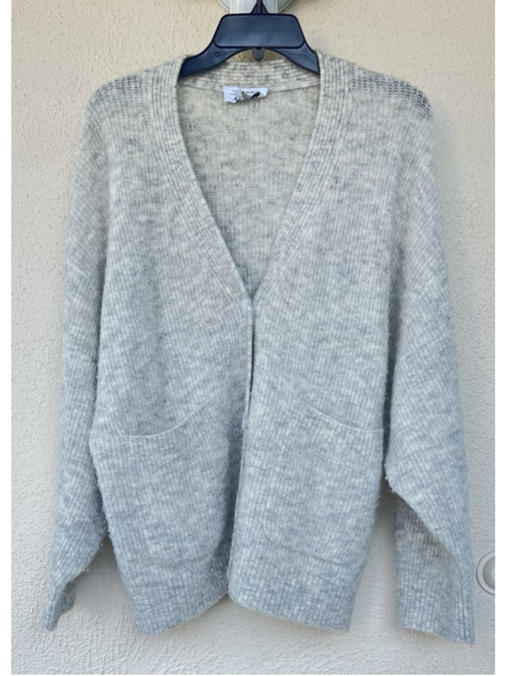 & OTHER STORIES Alpaca Wool Blend Cardigan Small Gray Melange Pockets Oversized - Picture 2 of 7